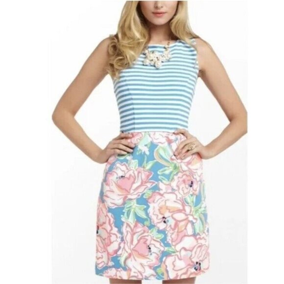 Lilly Pulitzer Julianna Dress Lucky Charm Chin Stripe Combo NWT Sz Medium RARE - Picture 1 of 8